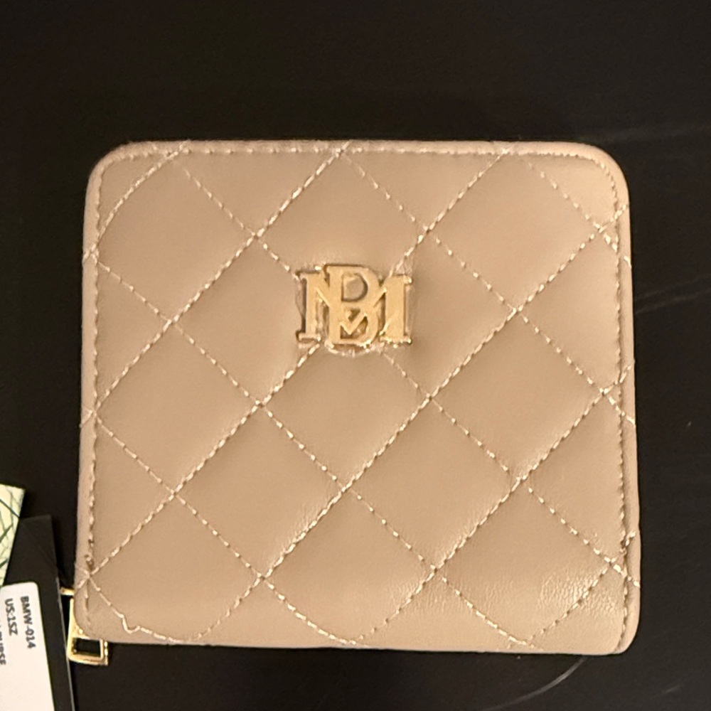Badgley Mischka Quilted Taupe Small Wallet/Coin Purse NWT